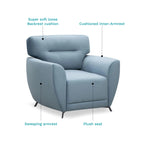 Elvis Velvet 1 Seater Sofa in Mineral Blue Color
