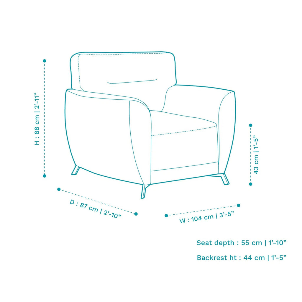 Elvis Velvet 1 Seater Sofa in Mineral Blue Color