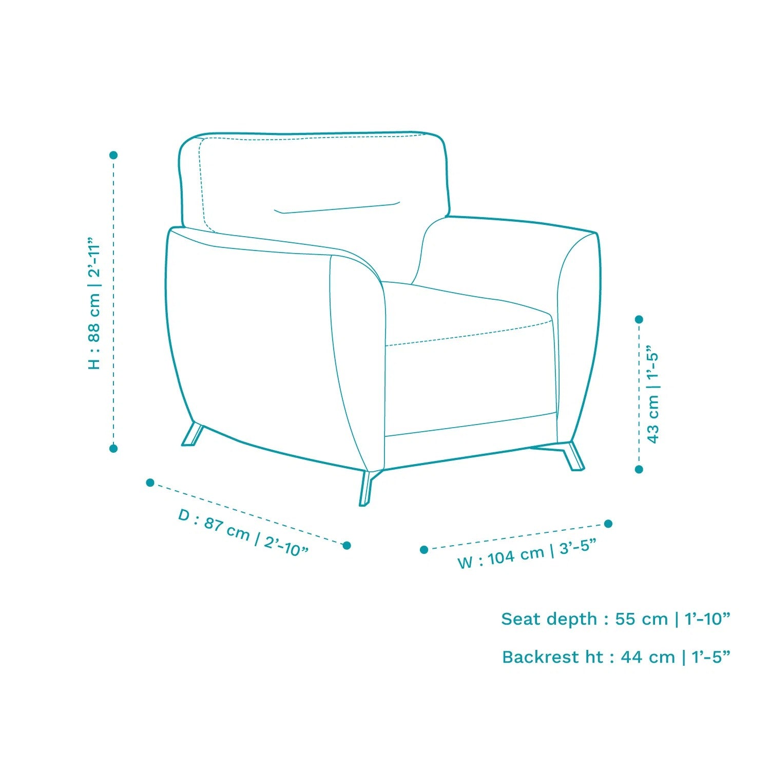 Elvis Velvet 1 Seater Sofa in Mineral Blue Color