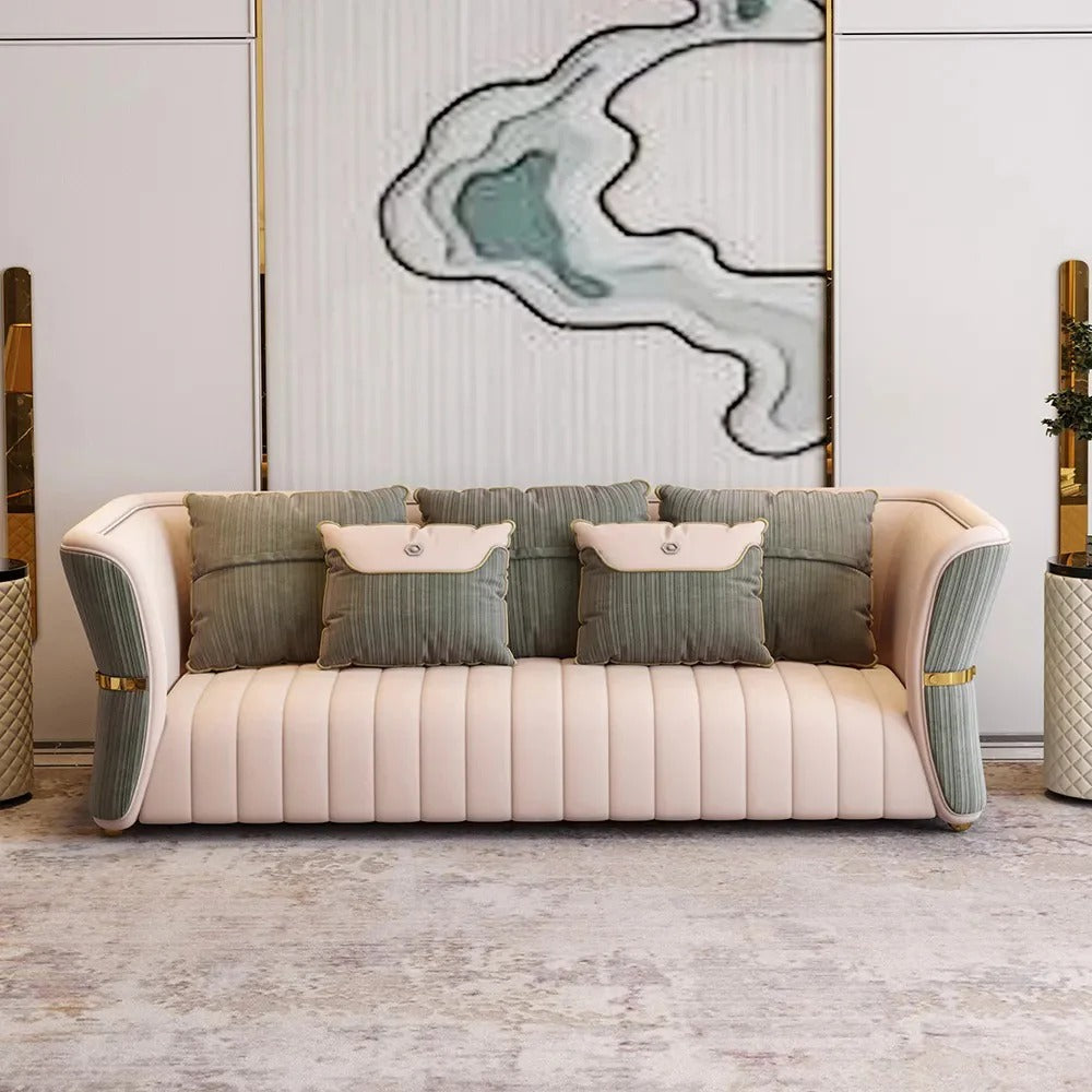 Calvin Contemporary Green Velvet Sofa