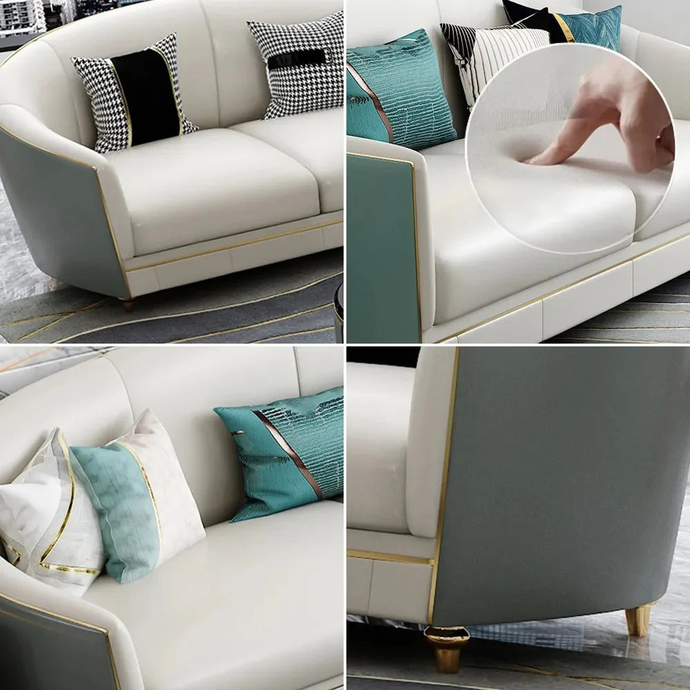Prada Modern White Faux Leather Sofa Set