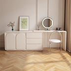 Nordic Modern Dressing Table Cream Style Bedroom Telescopic Home Dressing Table Integrated Cabinet Storage with Light