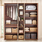 Shoji 4-Door Wardrobe with Curio and Mirrors - Brown