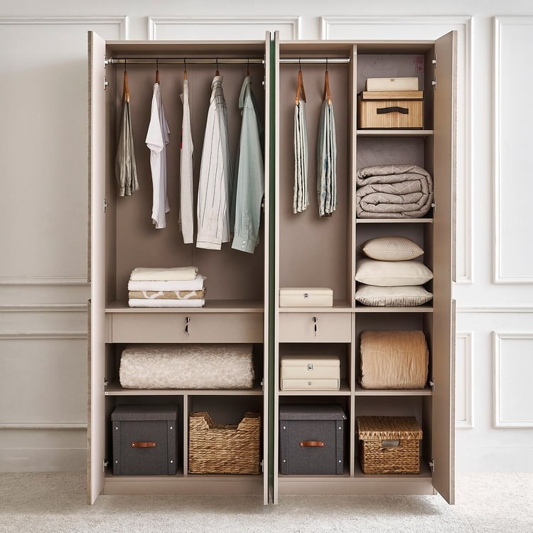 Stellar Elite NXT 4-Door Wardrobe with Mirrors - Greige