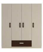 Elanza 4 Door Wardrobe With Drawer And Grooved Handles Light Wood - Coffee Walnut