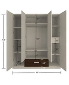 Elanza 4 Door Wardrobe With Drawer And Grooved Handles Light Wood - Coffee Walnut