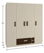 Elanza 4 Door Wardrobe With Drawer And Grooved Handles Light Wood - Coffee Walnut
