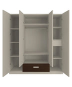 Elanza 4 Door Wardrobe With Drawer And Grooved Handles Light Wood - Coffee Walnut