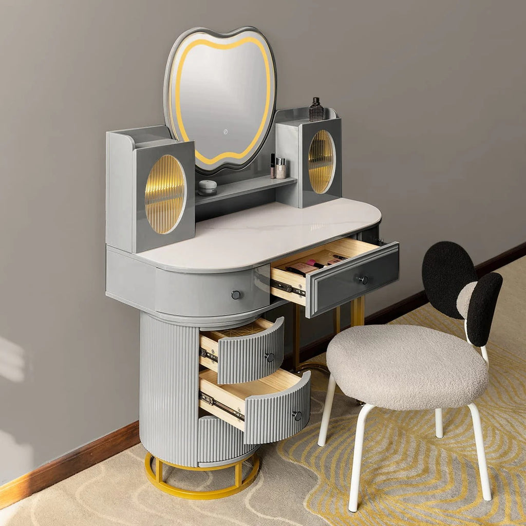 Royal Radiance Dressing Table & Vanity Set With Mirror & Chair (N)