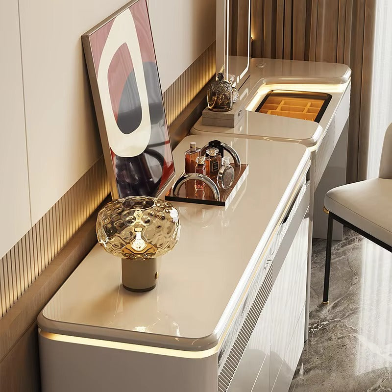 Luxurious Light Luxury and High-end Style Adjustable Dressing Table Chest Drawers Integrated Bedroom Bed Makeup Table