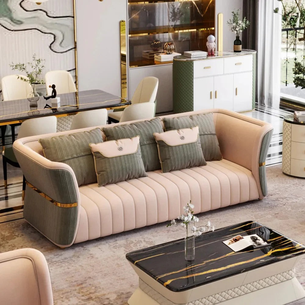 Calvin Contemporary Green Velvet Sofa