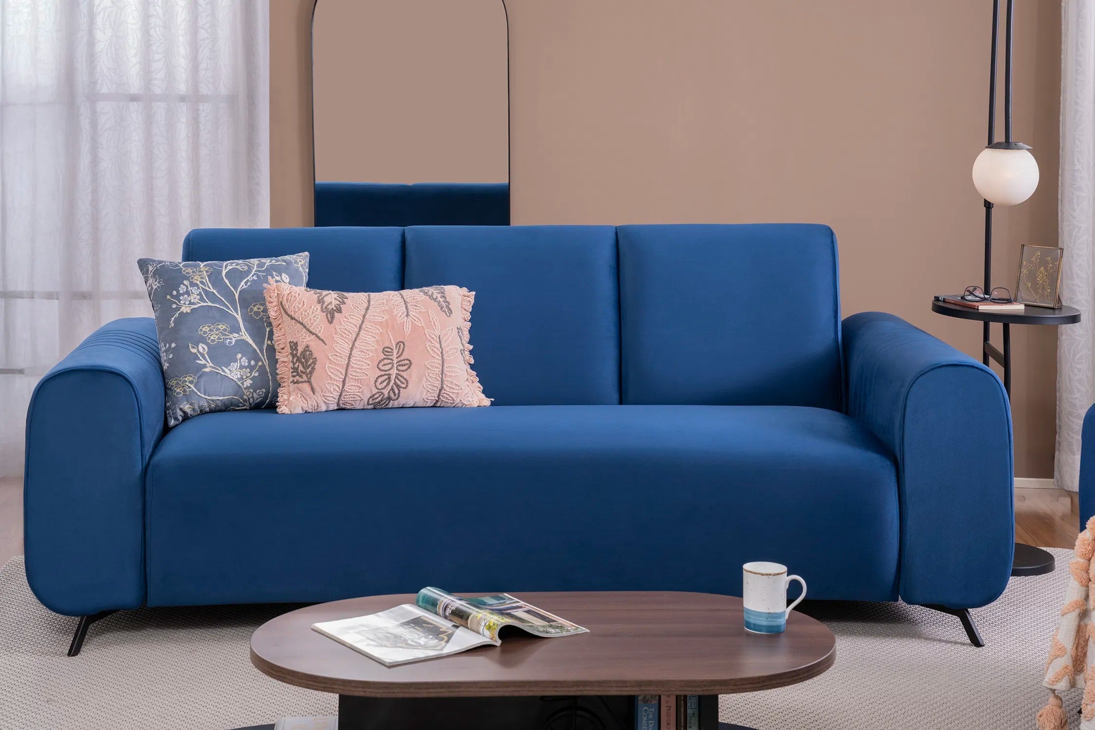 Helio Velvet 3+1+1 Sofa Set in Sapphire Blue Color