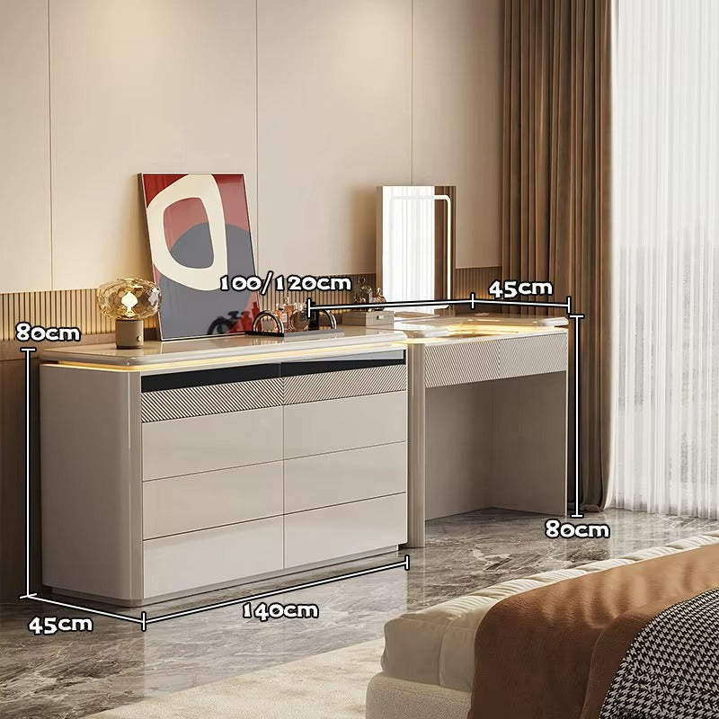 Luxurious Light Luxury and High-end Style Adjustable Dressing Table Chest Drawers Integrated Bedroom Bed Makeup Table