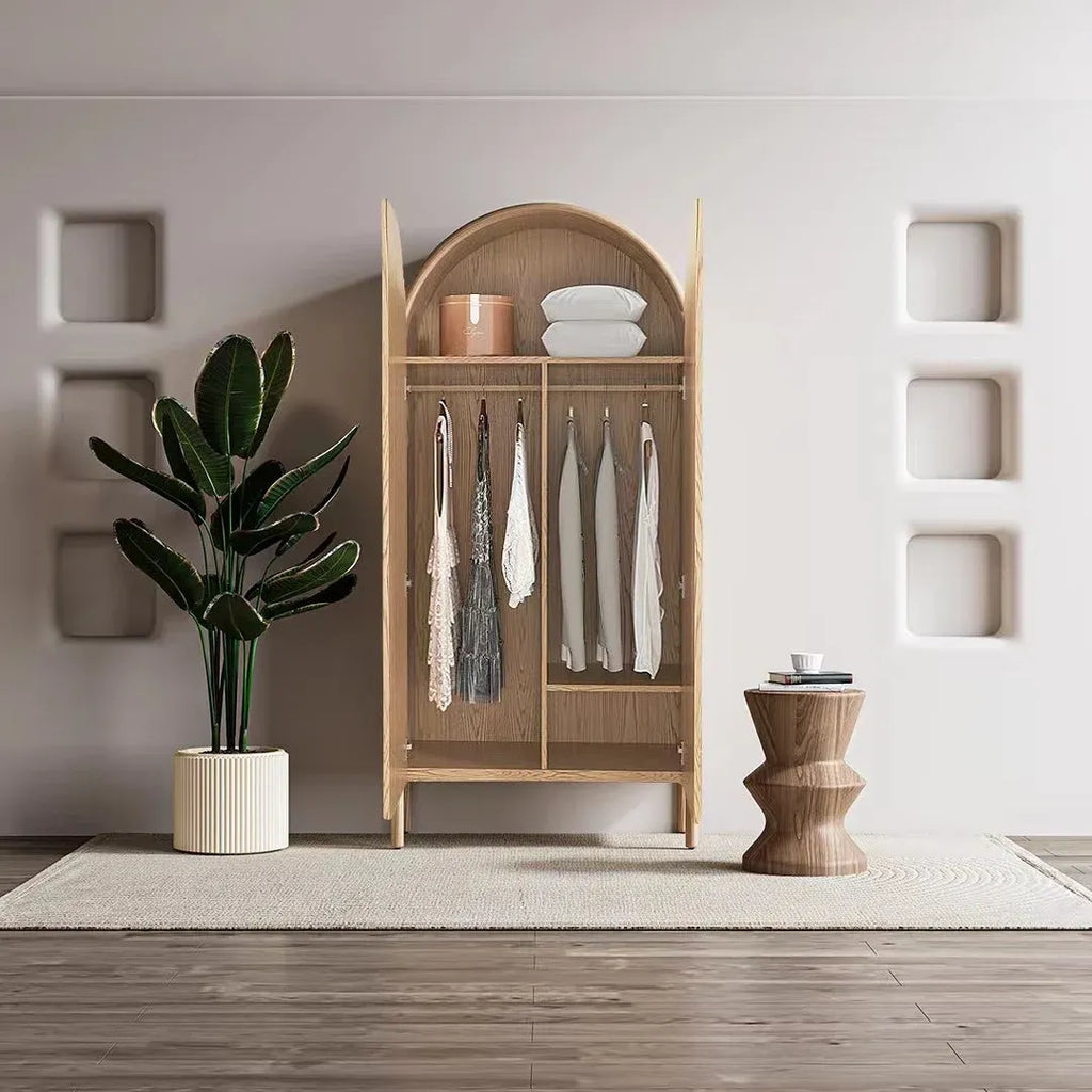 Contemporary Solid Wood Wardrobe - Modern & Simple Bedroom Storage Armoire