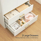 2-Door 66.9" H Armoire Wardrobe with Hanging Rod & 2 Drawers